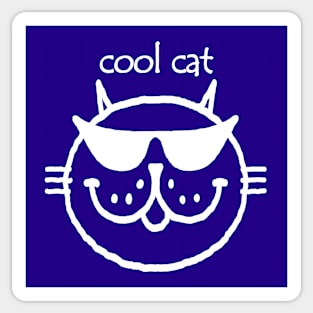 cool cat (white outline) Sticker